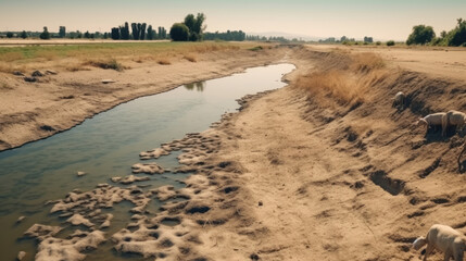 Drying up of lakes and rivers in summer