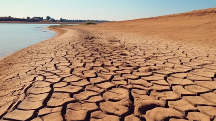 Fototapeta premium Drying up of lakes and rivers in summer