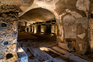 The Catacombs of San Gennaro in Naples. Italy, Europe.