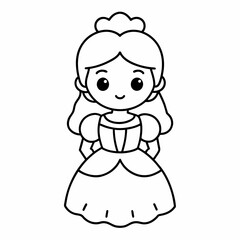 Princess black and white vector illustration for coloring book	
