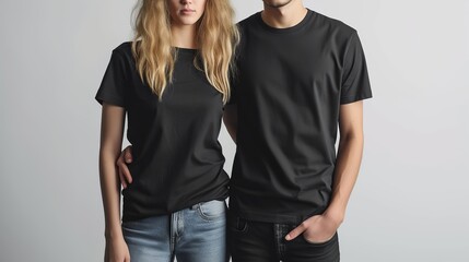 Unisex t-shirt mockup, high-resolution digital file for the basic t-shirt bundle, downloadable as JPG. The images will be identical. Simply add your design after downloading your file.  - obrazy, fototapety, plakaty