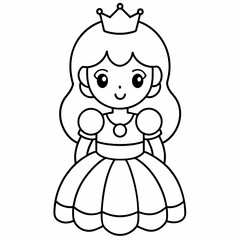 Fototapeta na wymiar Princess black and white vector illustration for coloring book 