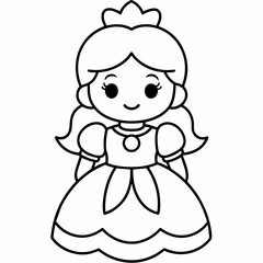 Princess black and white vector illustration for coloring book	