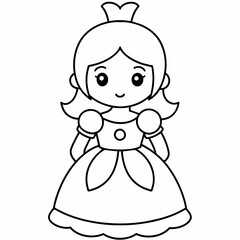 Princess black and white vector illustration for coloring book	