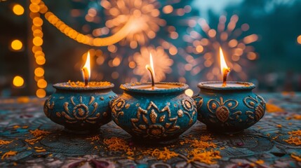 Couple celebrating diwali with full of happiness 