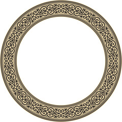 Vector gold with black round ornament ring of ancient Greece. Classic pattern frame border Roman Empire..