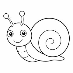 snail black and white vector illustration for coloring book	