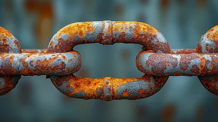  a rusty chain link, emphasizing the texture and depth of rust © Fostor