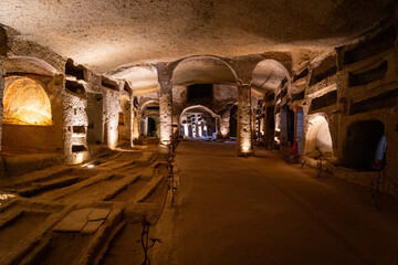 The Catacombs of San Gennaro in Naples. Italy, Europe. - obrazy, fototapety, plakaty