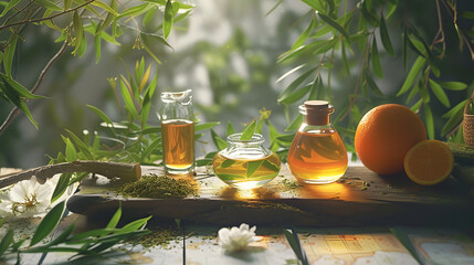 Natural plant essential oil, glassware, Twig wood, Tea, Bamboo leaf, Mandarin orange, Cape jasmine,...