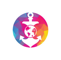 Anchor Globe Logo Template. Anchor and planet logo combination.