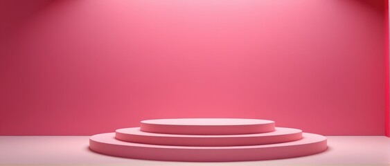 Obraz premium Pink podium with 3D product display stand in a romantic studio setting, ideal for showcasing gifts.