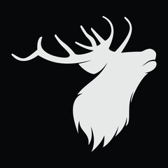 Naklejka premium Deer Antler Head Silhouette Detailed Shape