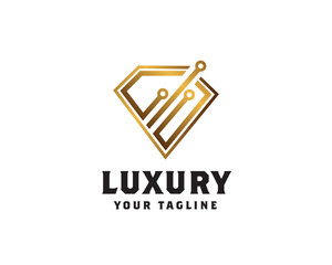 diamond digital tech network logo icon symbol design template illustration inspiration