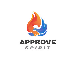 hot fire handshake approve spirit logo icon symbol design template illustration inspiration