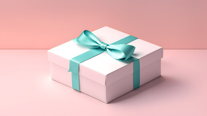 Obraz premium 3D banner template designed with gift box. Minimal pink pastel background suitable for woman's day, mother's dan and valentine's day.