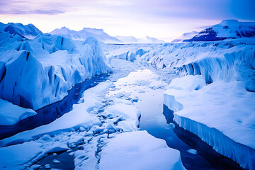 Banquise, iceberg et glace fondant en antarctique - obrazy, fototapety, plakaty