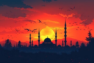 Obraz premium islamic greeting card for Ramadan kareem or ied mubarak background