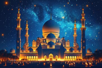 islamic greeting card for Ramadan kareem or ied mubarak background