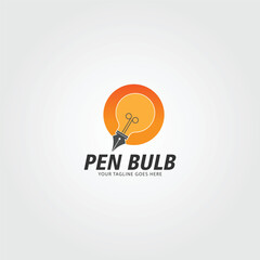 vector pen bulb logo icon creative design