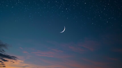 Obraz na płótnie Canvas Islamic background at night with moon on blue sky