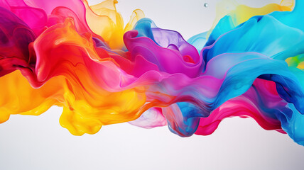  Colorful splash. Liquid and smoke explosion of colors on white background,