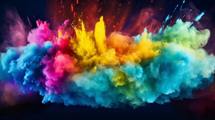 Fototapeta na wymiar A dynamic explosion of colorful powder against a dark backdrop, symbolizing creativity and energy.
