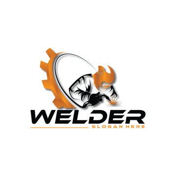 Illustration vector graphic of custom welding fabrication work company logo design template