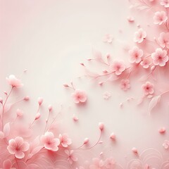 Fototapeta na wymiar A pink delicate background with a pattern of cherry blossoms, creating an elegant and gentle design. The image should capture the essence of spring
