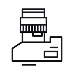 Camera dslr, top view line icon, vector. Camera dslr, top view outline sign, concept symbol, flat illustration