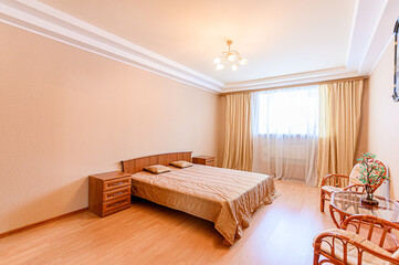 standard room interior apartment. view kind of decor home decoration in hostel house for sale, bedroom with bed, a cozy place to sleep and relax