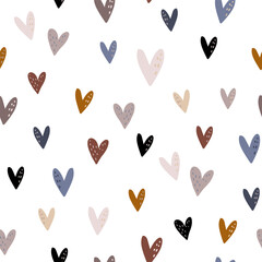Creative seamless pattern with colorful hearts. Modern texture great for fabric, textile, apparel, wallpaper. Vector illustration - 726989786