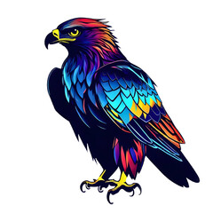 Breathtaking and vibrant eagle sticker, a burst of colors capturing the majestic beauty of this magnificent bird in a captivating image.