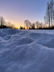 winter landscape with dawn