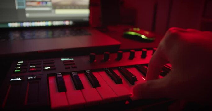 Playing on midi keyboard, recording session