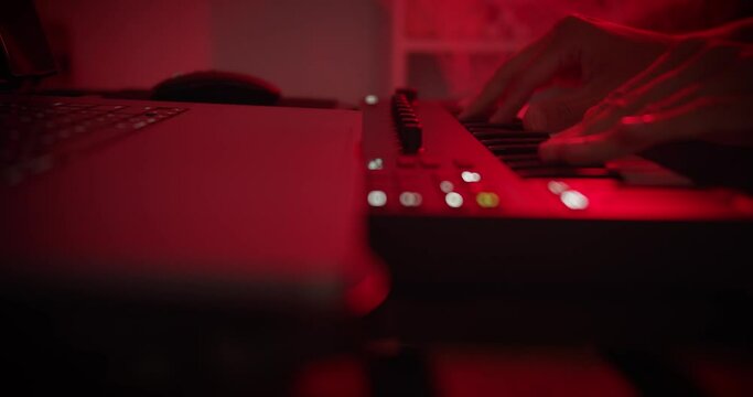 Playing on midi keyboard, recording session