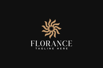 sun flower floral retro logo design for boutique, fashion and jewelry company