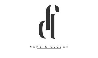 FD,  DF,  F,  D  Abstract  Letters  Logo  Monogram