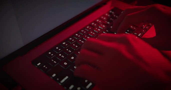 Typing on a laptop keyboard