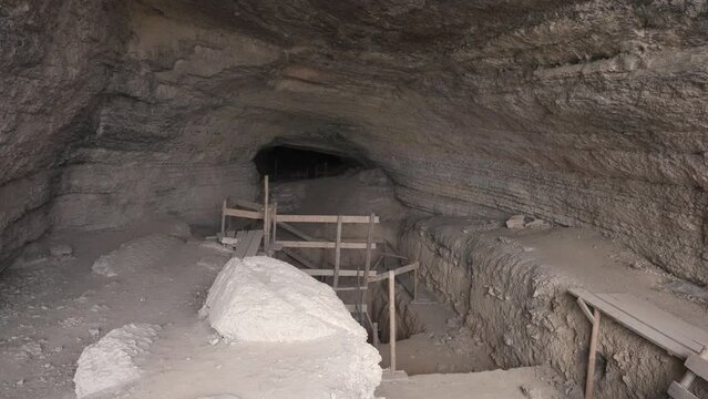 A view of the entrance of the Kozarnika Cave, an archaeological site located in the Balkan Mountains and Danubian Plains in Bulgaria.