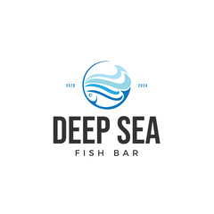 Deep Sea Fish Bar for Aquatic Bar, Marine Ocean Restaurant Logo Design