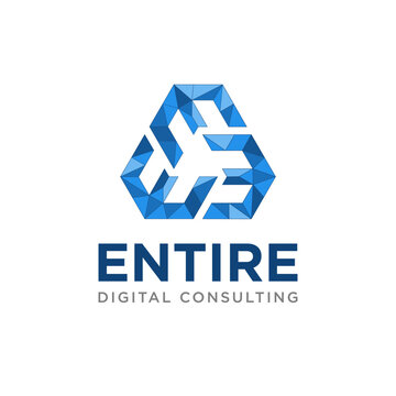 Modern Triple E Vector Symbol, Initial 3 E Geometric Lowpoly for Digital Strategy Consulting Logo Design