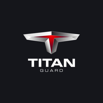 Initial T letter with 3d Style, Silver Metal Chrome Effect Abstract Titan emblem badge Logo Design
