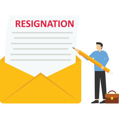Professional write resignation letter to quit job. businessman professional with pen writing resignation email.

