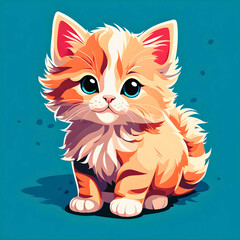 Gorgeous mature cat sticker, a burst of vibrant colors capturing the feline's majestic charm and captivating beauty in a lively image.