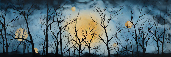 Moonglow Over Wilderness: An Abstract Artistic Representation Inspired by E.E Cummings' Wilderness