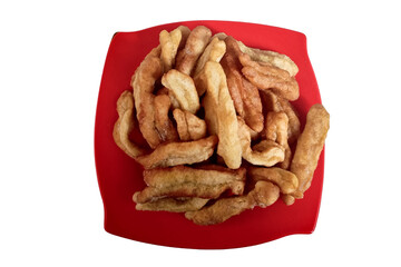 This fried food is called Cakue Goreng or Cakwe Goreng. It tastes salty, sweet and savory and is usually served with sweet red sauce. Is a Chinese Food Menu. This Food Is Popularly Sold On Roadsides