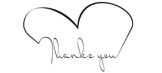 Thank You Hand Lettering. Typography Design Inspiration. Black colored. On a white background. Vector