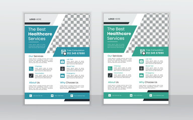 Corporate healthcare and medical flyer design layout template,
