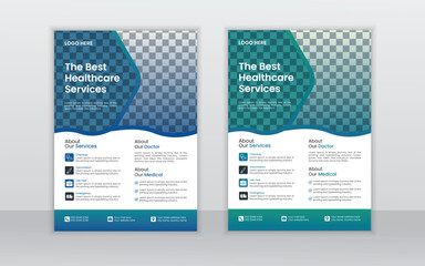 Corporate healthcare and medical flyer design layout template,